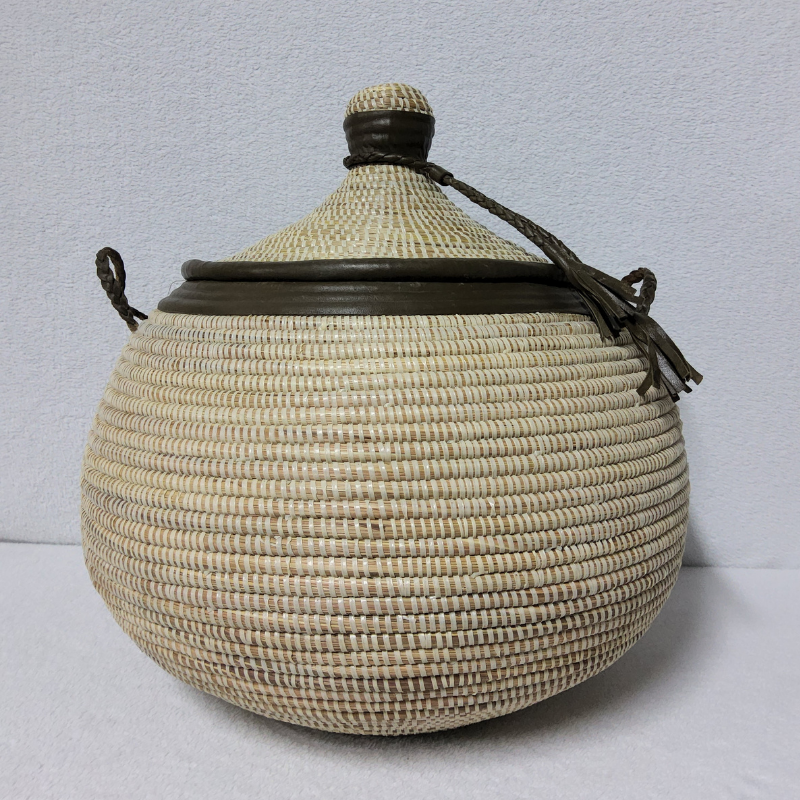 NDAL DISIGN - marron_beige Panier « Ndal Design » – Panier Tissé Haut de Gamme Ø 36 cm • H 52 cm