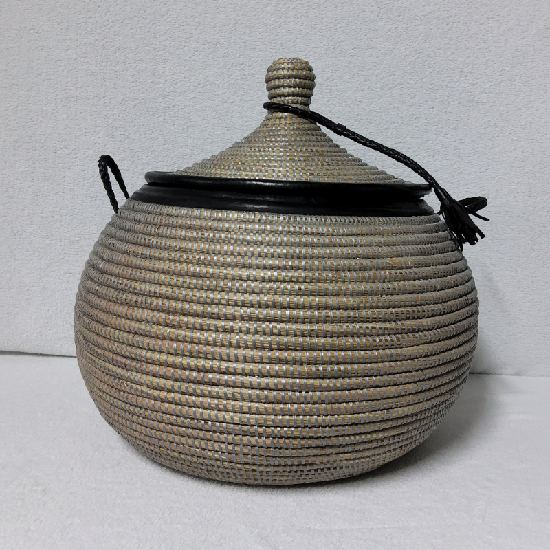 NDAL DISIGN marron_gris Panier « Ndal Design » – Panier Tissé Haut de Gamme Ø 36 cm • H 52 cm