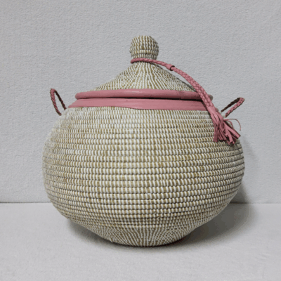 NDAL DISIGN rose_blanc Panier « Ndal Design » – Panier Tissé Haut de Gamme Ø 36 cm • H 52 cm