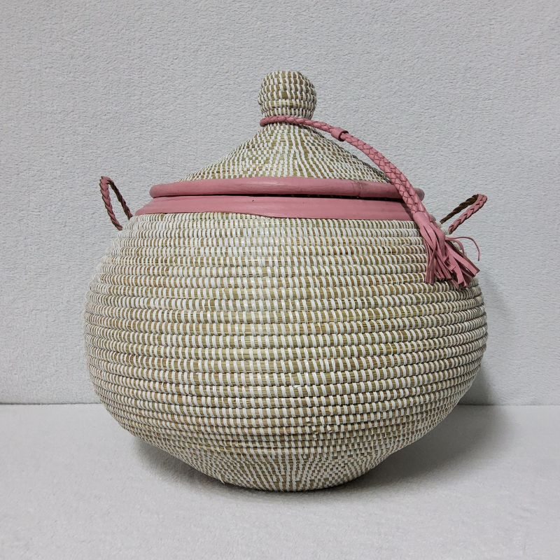 NDAL DISIGN rose_blanc Panier « Ndal Design » – Panier Tissé Haut de Gamme Ø 36 cm • H 52 cm