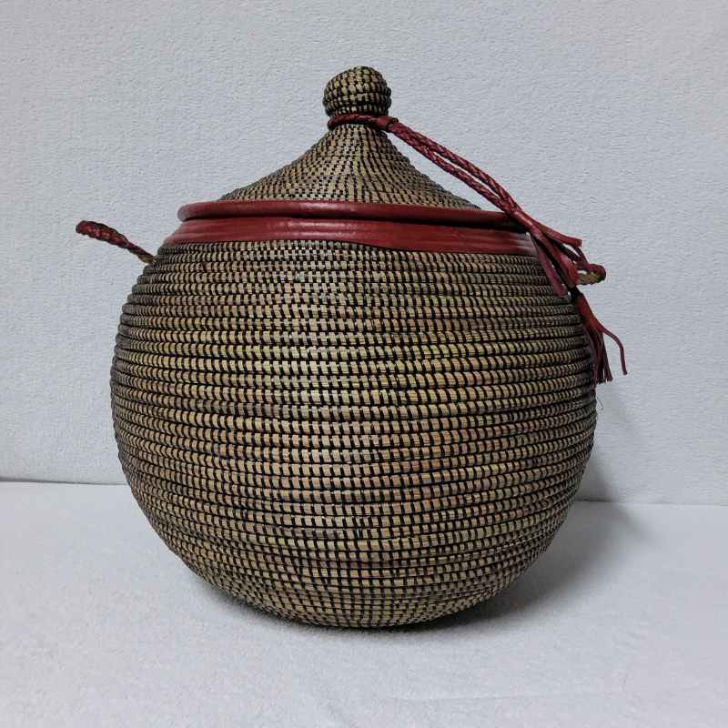 NDAL DISIGN rouge_noir Panier « Ndal Design » – Panier Tissé Haut de Gamme Ø 36 cm • H 52 cm