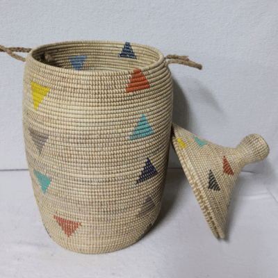 Panier à Linge & Rangement « Sorore » – Taille L Ø 33 cm | H 67 cm (couvercle inclus)