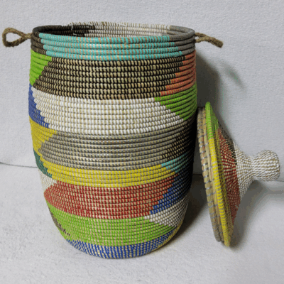 Panier à Linge & Rangement « Sorore » – Taille L Ø 33 cm | H 67 cm (couvercle inclus)