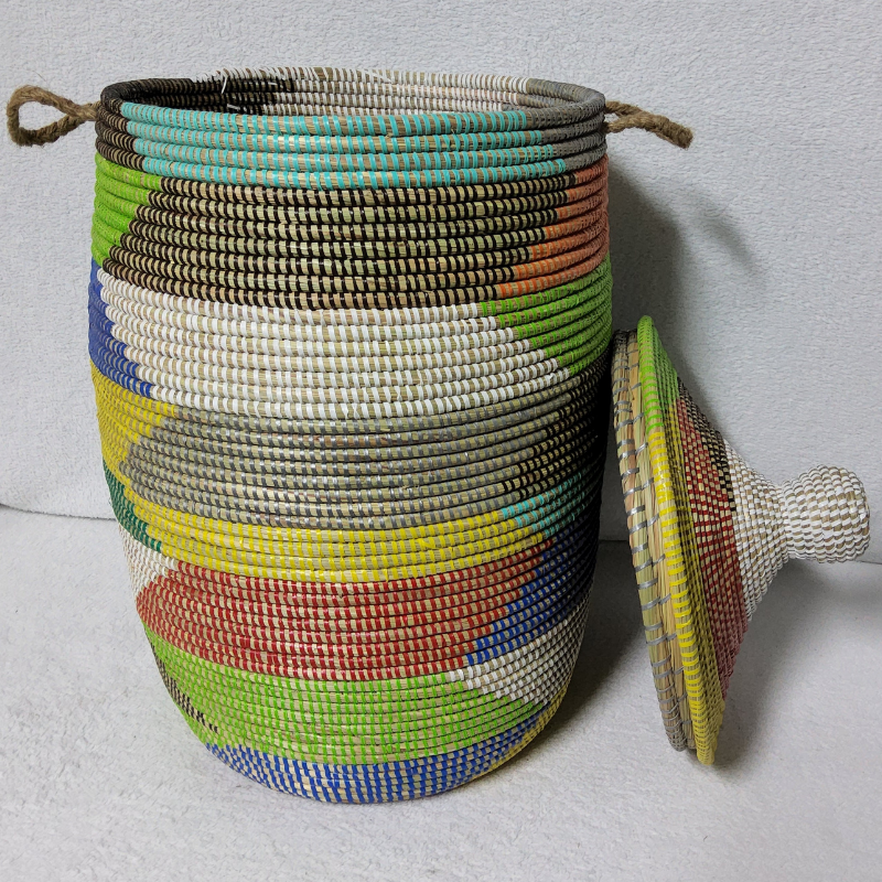 Panier à Linge & Rangement « Sorore » – Taille L Ø 33 cm | H 67 cm (couvercle inclus)