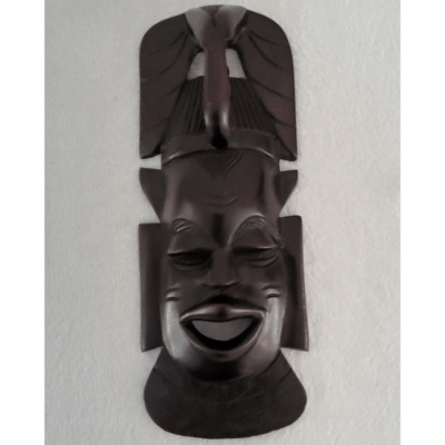 Masque Africain en Bois – Visage Rieur 32 × 13 cm