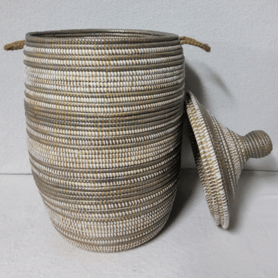 Panier à Linge & Rangement « Sorore » – Taille L Ø 33 cm | H 67 cm (couvercle inclus)