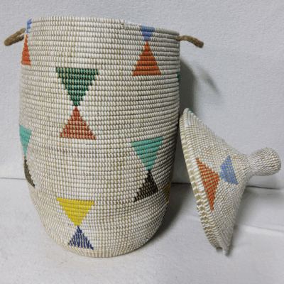 Panier à Linge & Rangement « Sorore » – Taille L Ø 33 cm | H 67 cm (couvercle inclus)