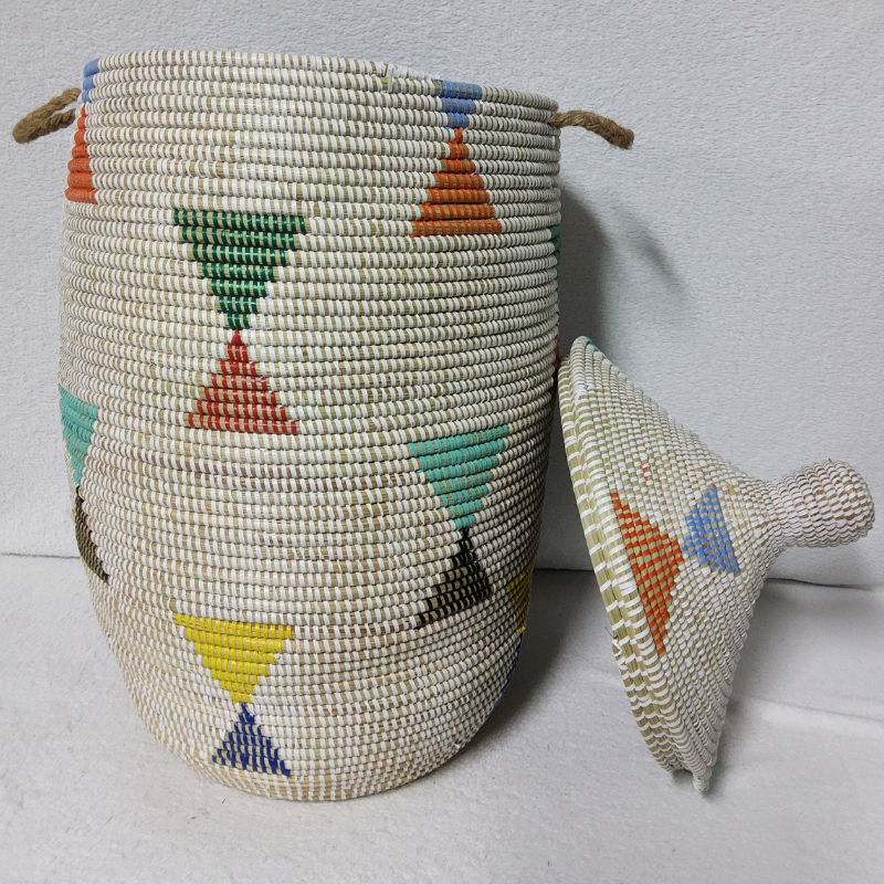 Panier à Linge & Rangement « Sorore » – Taille L Ø 33 cm | H 67 cm (couvercle inclus)