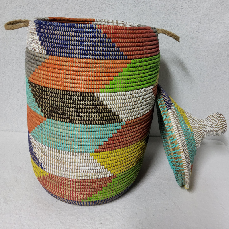 Panier à Linge & Rangement « Sorore » – Taille L Ø 33 cm | H 67 cm (couvercle inclus)