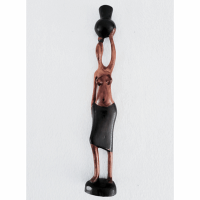 Sculpture en Bois 36 cm - « Porteuse d’Eau »