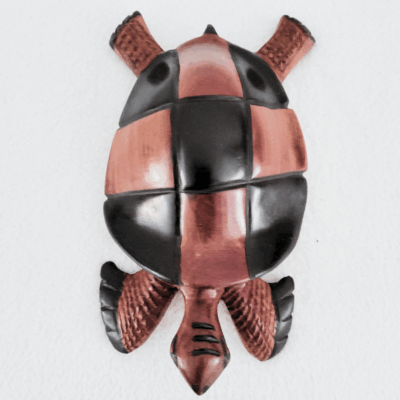 « Tortue Damier » 26 cm – Bois Brun Noir