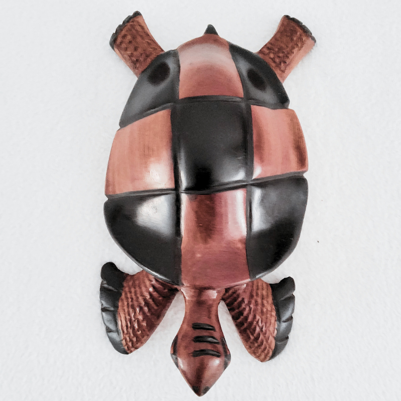 « Tortue Damier » 26 cm – Bois Brun Noir