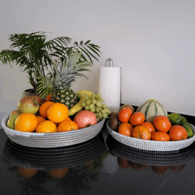 465 Set de 2 Corbeilles Tressées « Félé-Félé » (Ø 38 cm / 30 cm)