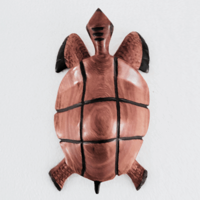 47 « Tortue Bicolore » 28 cm – Bois Marbré Noir
