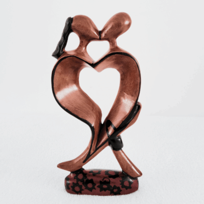 63 Sculpture en Bois « Love 30 » – Couple Cœur Danseur 30 cm