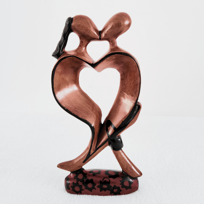 63 Sculpture en Bois « Love 30 » – Couple Cœur Danseur 30 cm