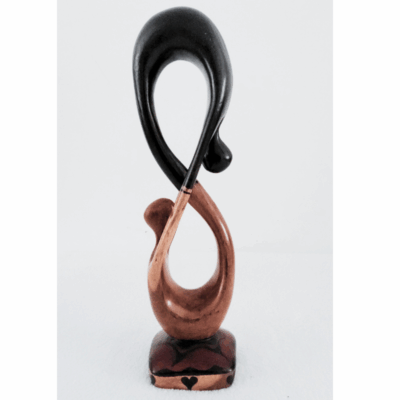 Sculpture en Bois « Couple Entrelacé » – Élégance Infinie en Bois Bicolore 37 cm