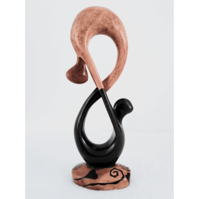Sculpture en Bois « Couple Entrelacé » – Bois Bicolore 28 cm