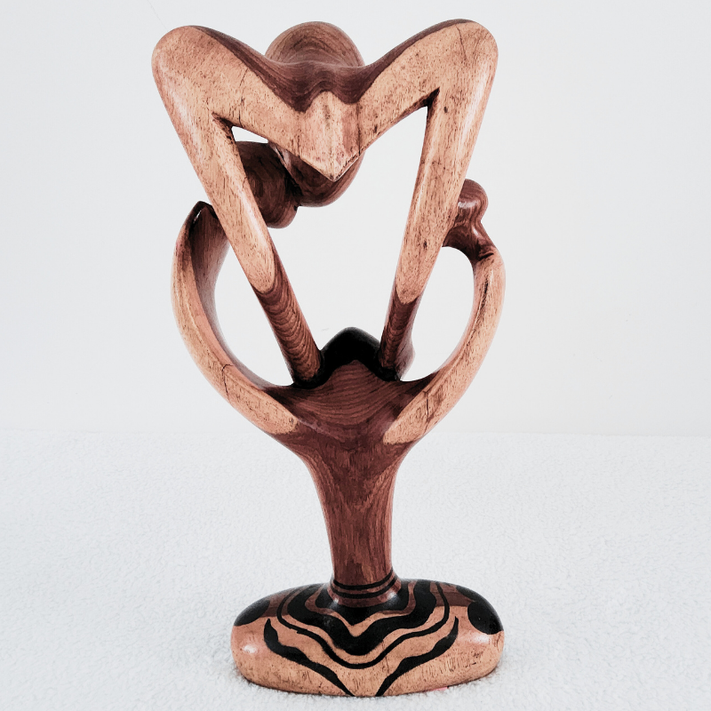 75 Sculpture en Bois « Family » – Cœur Protecteur en Bois 32 cm