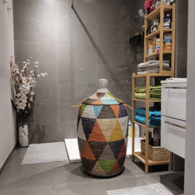 Panier à Linge & Rangement « Sorore » – Taille XXL Ø 42 cm • H 88 cm (couvercle inclus)