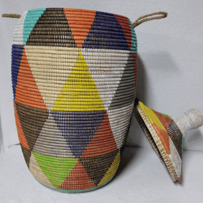 Panier à Linge & Rangement « Sorore » – Taille XXL Ø 42 cm • H 88 cm (couvercle inclus)