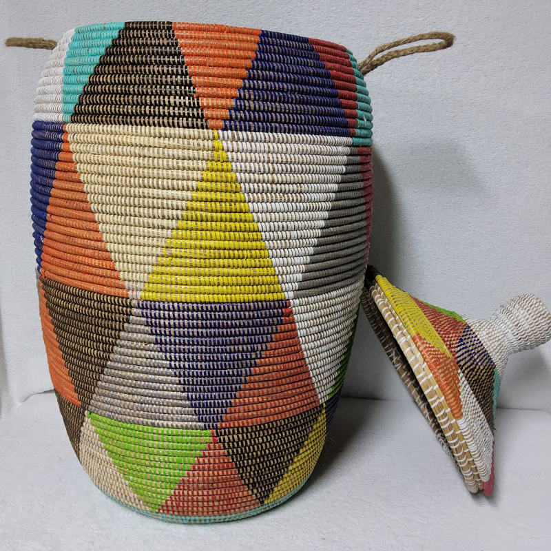 Panier à Linge & Rangement « Sorore » – Taille XXL Ø 42 cm • H 88 cm (couvercle inclus)