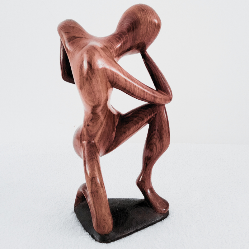 Sculpture en Bois « Le Penseur » – Silhouette Contemplative en Bois 28 cm (orientation droite)