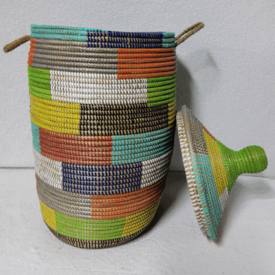 Panier à Linge & Rangement « Sorore » – Taille L Ø 33 cm | H 67 cm (couvercle inclus)