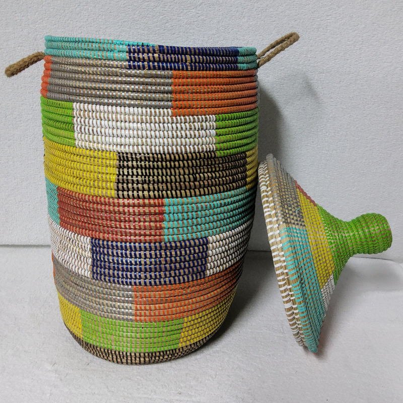 Panier à Linge & Rangement « Sorore » – Taille L Ø 33 cm | H 67 cm (couvercle inclus)