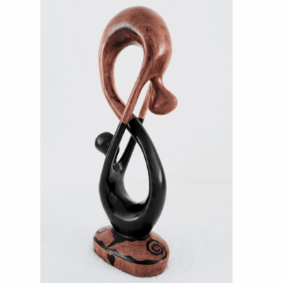 Sculpture en Bois « Couple Entrelacé » – Bois Bicolore 28 cm