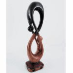 Sculpture en Bois « Couple Entrelacé » – Élégance Infinie en Bois Bicolore 37 cm