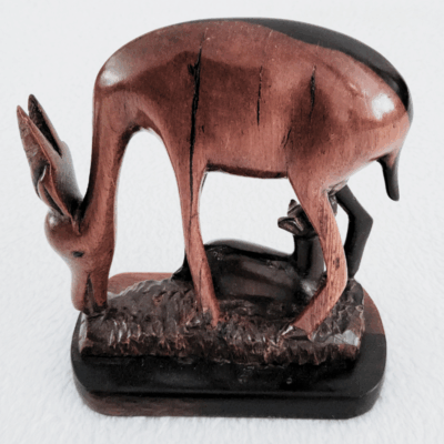 Sculpture en Bois Ébène -  « Gazelle & Faon »  12 × 12 cm