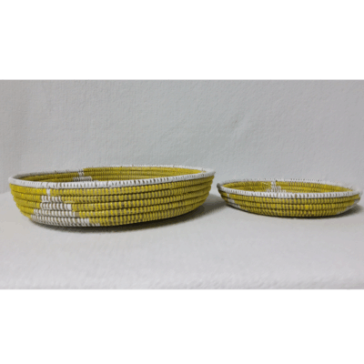 Félé Féfé jaune_blanc Set de 2 Corbeilles Tressées « Félé-Félé » (Ø 38 cm / 30 cm)