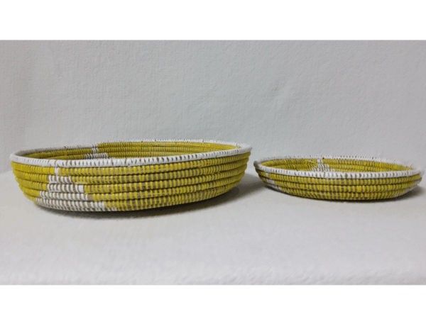 Félé Féfé jaune_blanc Set de 2 Corbeilles Tressées « Félé-Félé » (Ø 38 cm / 30 cm)