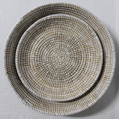 Félé Félé blanc Set de 2 Corbeilles Tressées « Félé-Félé » (Ø 38 cm / 30 cm)