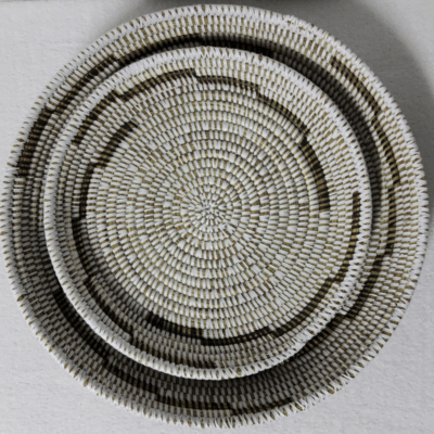 Félé Félé blanc_marron dégradé Set de 2 Corbeilles Tressées « Félé-Félé » (Ø 38 cm / 30 cm)