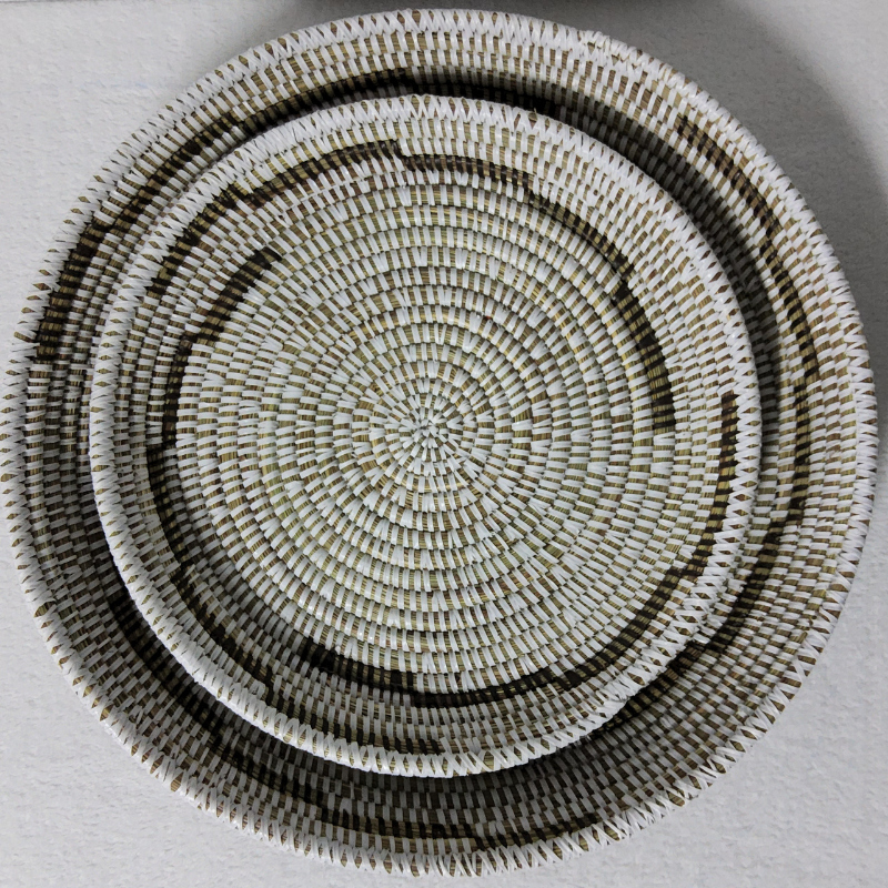 Félé Félé blanc_marron dégradé Set de 2 Corbeilles Tressées « Félé-Félé » (Ø 38 cm / 30 cm)