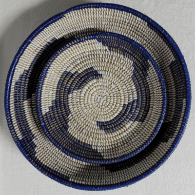 Félé Félé bleu marine_blanc Set de 2 Corbeilles Tressées « Félé-Félé » (Ø 38 cm / 30 cm)