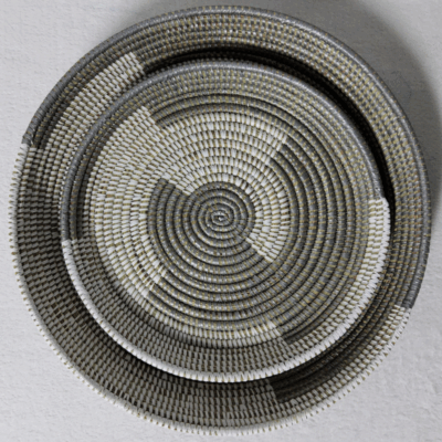 Félé Félé gris_blanc Set de 2 Corbeilles Tressées « Félé-Félé » (Ø 38 cm / 30 cm)