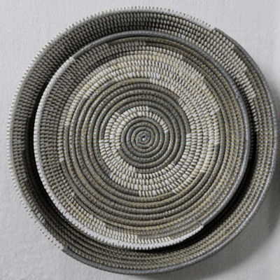 Félé Félé gris_blanc tourbillon Set de 2 Corbeilles Tressées « Félé-Félé » (Ø 38 cm / 30 cm)