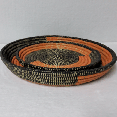 Félé Félé marron_orange Set de 2 Corbeilles Tressées « Félé-Félé » (Ø 38 cm / 30 cm)