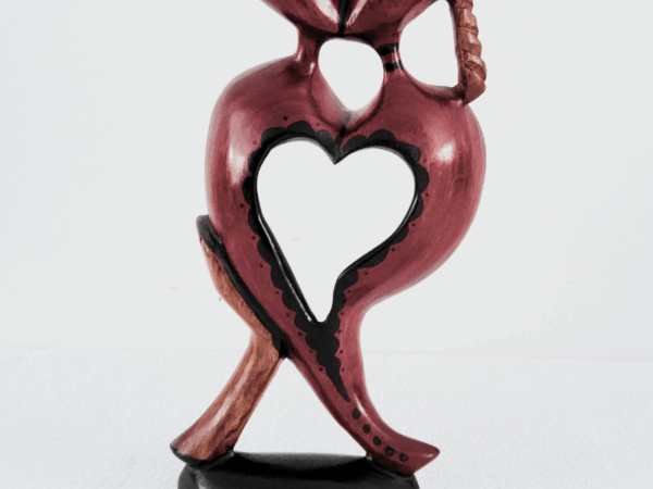 Love 28 Sculpture en Bois « Love 28 » – Couple Cœur Danseur 28 cm