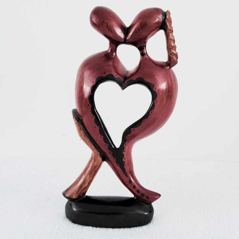 Sculpture en Bois « Love 28 » – Couple Cœur Danseur 28 cm