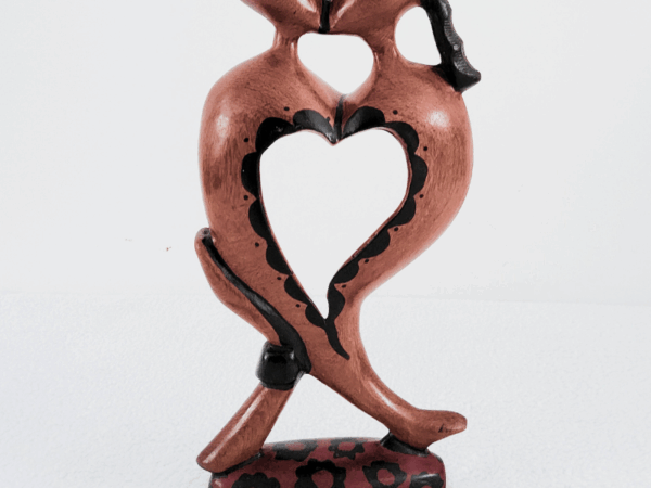 Love 30 Sculpture en Bois « Love 30 » – Couple Cœur Danseur 30 cm