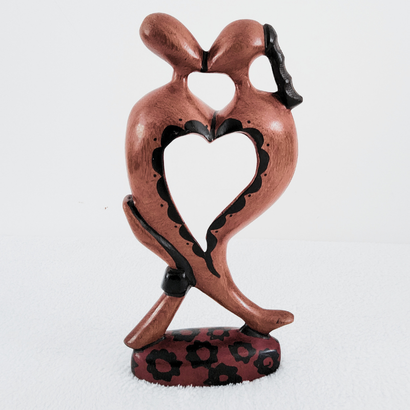 Love 30 Sculpture en Bois « Love 30 » – Couple Cœur Danseur 30 cm