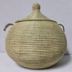 Panier « Ndal » – Panier Tissé à Couvercle Ø 30 cm • H 44 cm