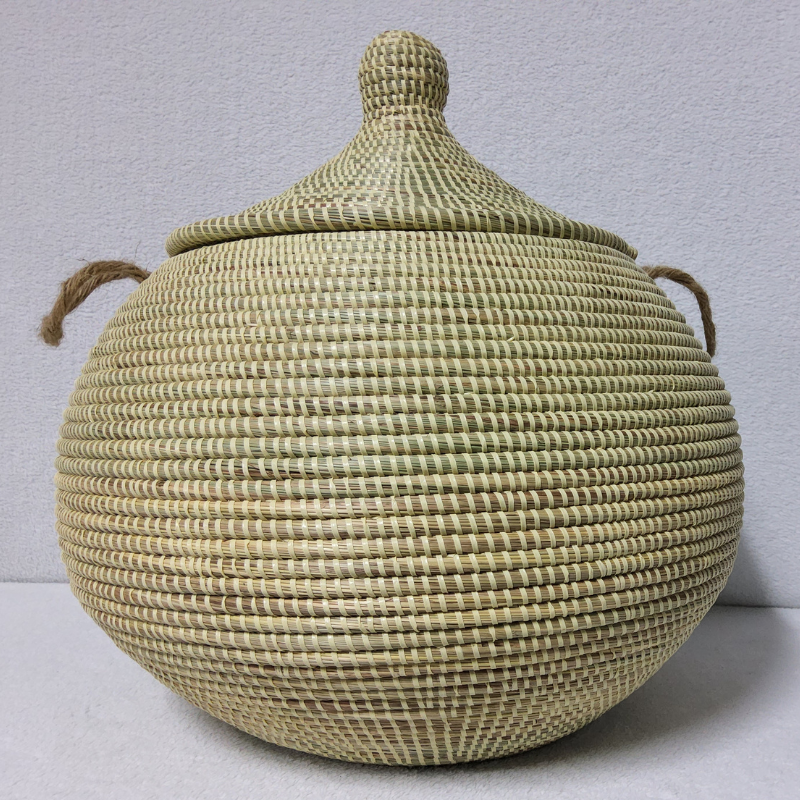 NDAL SIMPLE beige Panier « Ndal » – Panier Tissé à Couvercle Ø 30 cm • H 44 cm