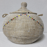 Panier « Ndal » – Panier Tissé à Couvercle Ø 30 cm • H 44 cm