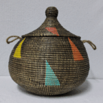 Panier « Ndal » – Panier Tissé à Couvercle Ø 30 cm • H 44 cm
