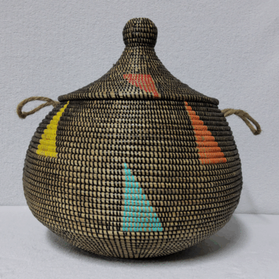 NDAL SIMPLE multicolore Panier « Ndal » – Panier Tissé à Couvercle Ø 30 cm • H 44 cm